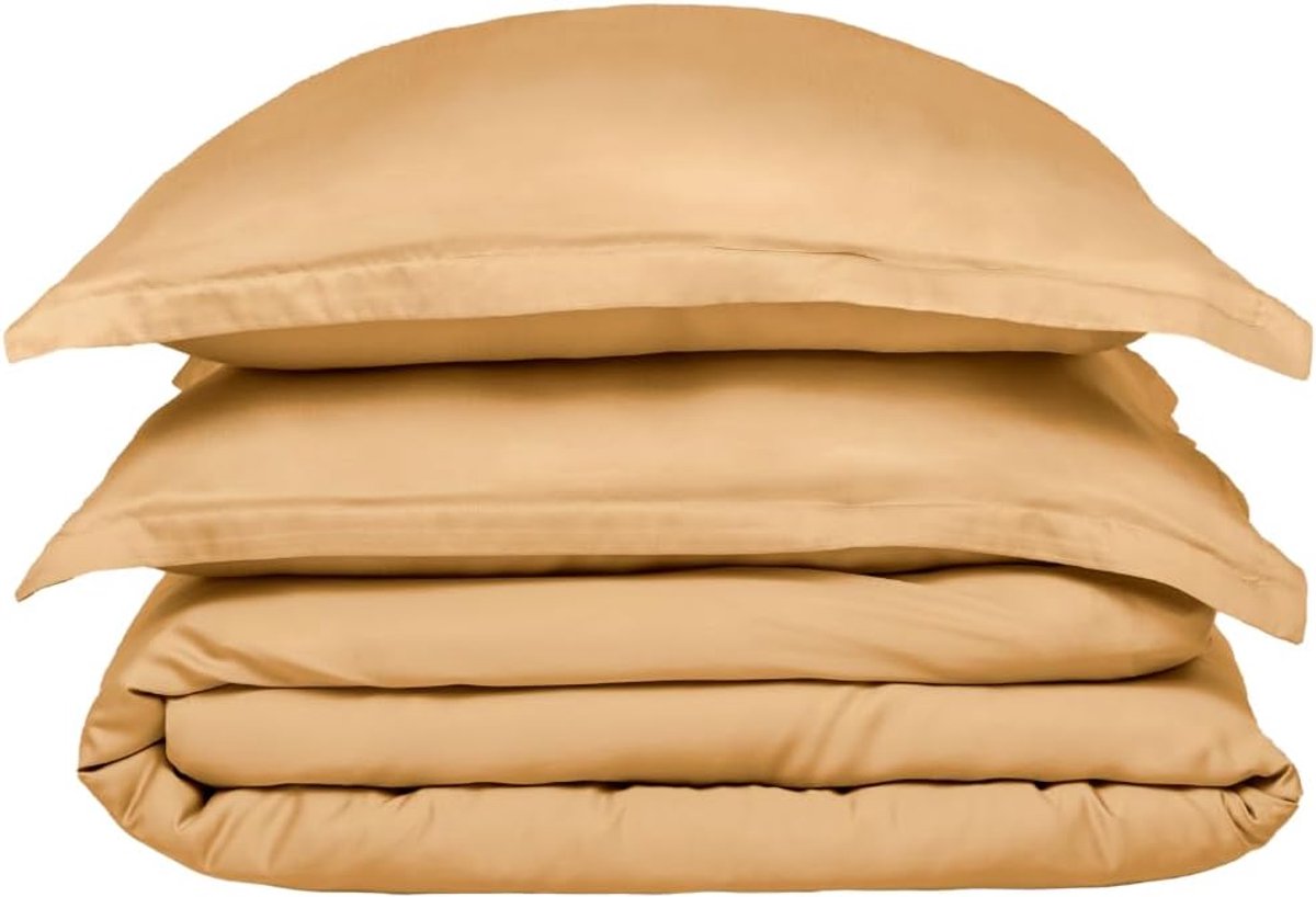SnelShoppen - Bamboe Dekbedovertrek 240x220 cm - Twin Beds - Okergeel - Luxe, Hypoallergene en Duurzame Bedlinnen met 2 Kussenslopen 60x70 cm - Ideaal
