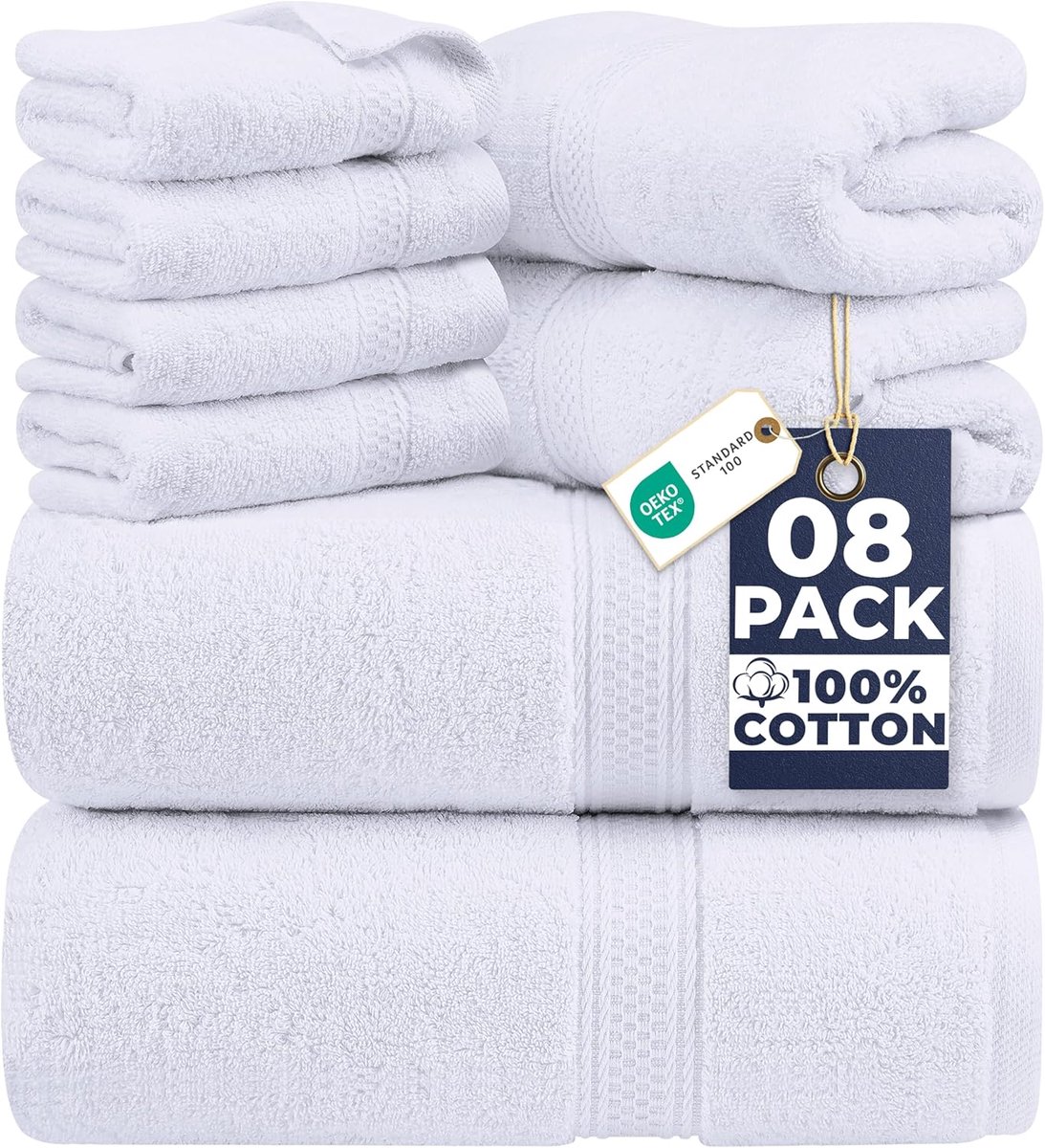 Thijox - 8-Delige Handdoekset Katoen - 2 Badhanddoeken, 2 Handdoeken, 4 Washandjes - Hotelkwaliteit Superzacht en Zeer Absorberend - Perfect voor Thui