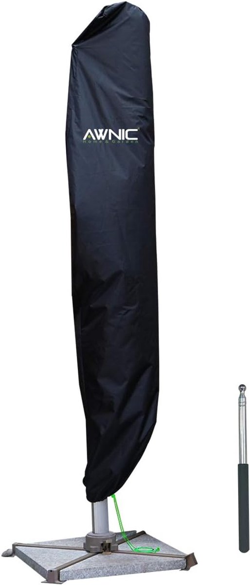 Thijox - Awnic Parasol Beschermhoes 3x4m - Waterdichte Parasolhoes Oxford 420D - UV-Bescherming voor Tuin, Camping, Feest - Zwart