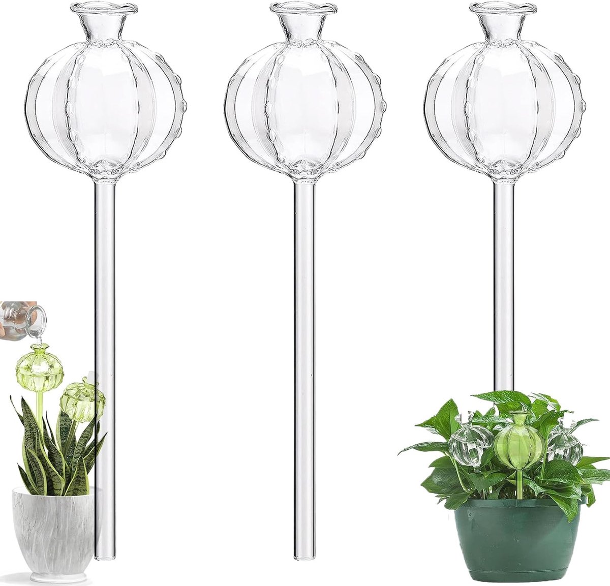 SnelShoppen - Glass Irrigation Balls 4 Stuks - Automatische Watergeef Globes voor Binnenplanten, Tuin, Balkon, Zelfwaterend Systeem, Ideaal voor Vakan