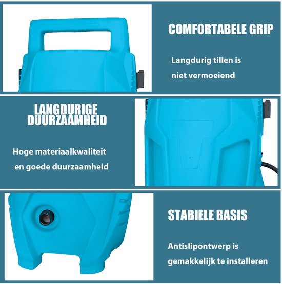 Elektrische hogedrukreiniger compleet‑set met 7‑m afvoerslang en 2‑m toevoerslang, spuitpistool, schuimfles en aansluitonderdelen voor auto en terrasreiniging — afbeelding 3
