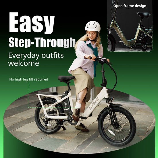 FAFREES F20 Flex 20'' Opvouwbare Elektrische Fiets - 36V 20Ah Accu, 100km Bereik, 7-Speed Shimano, Dubbel Geveerd, Torque Sensor van FAFREES — afbeelding 5