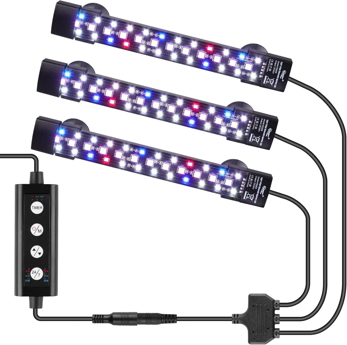 SnelShoppen - LED Aquarium Verlichting met 3 Kanalen, 18W, Dimbare Onderwaterlamp voor Aquaria 60-180L, 7 Kleuren, Ideaal voor Medium en Grote Aquaria