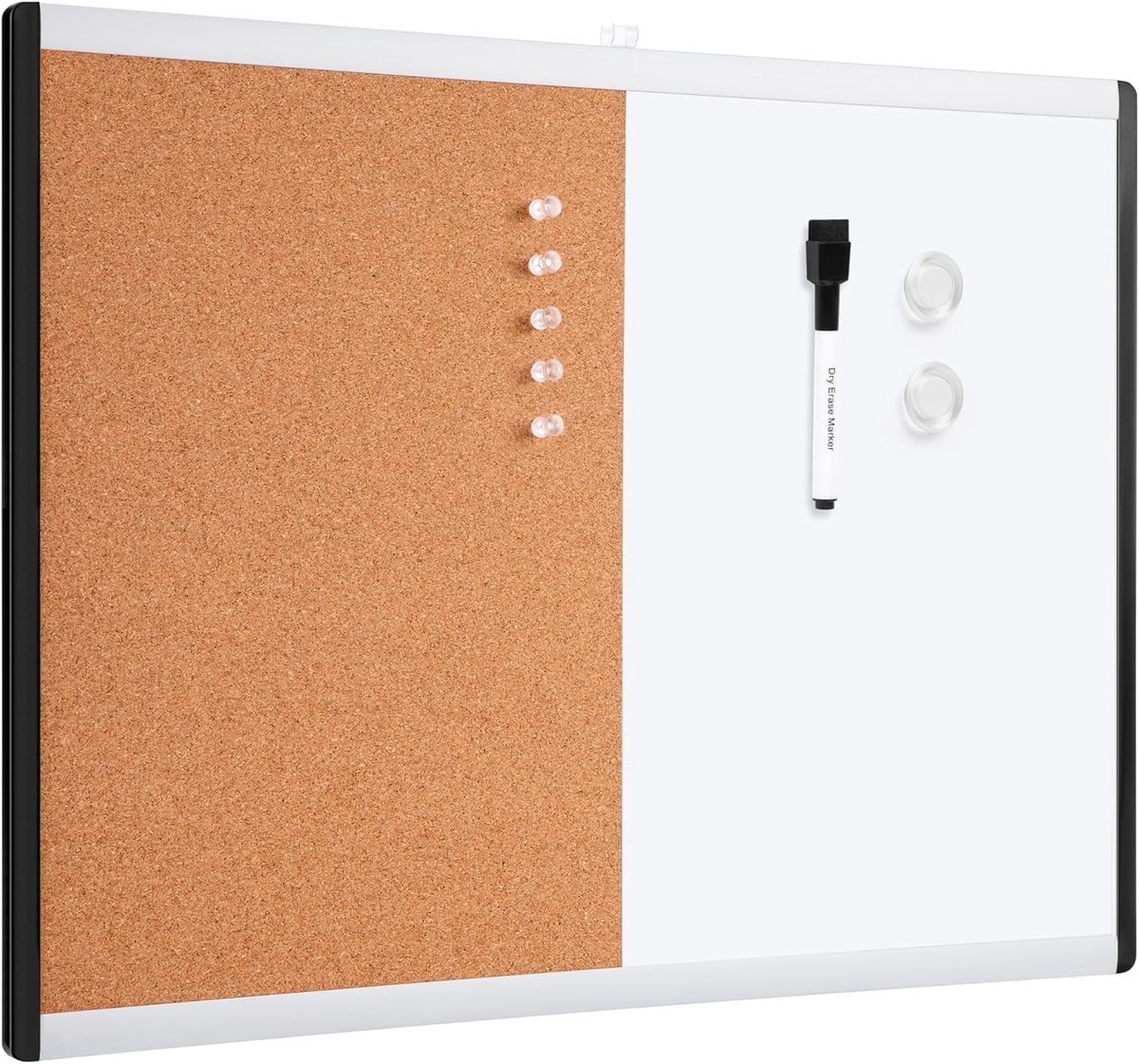 Thijox - Magnetisch Whiteboard Dubbel Prikbord 43,2 x 58,4 cm - Droog Uitwisbaar - Rechthoekig Kunststof/Aluminium Frame - Wit Geel - Ideaal voor Thui