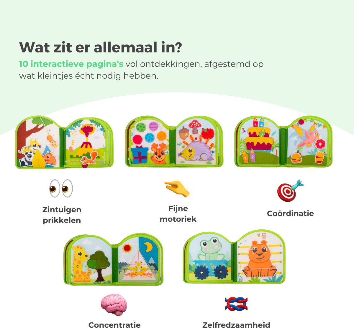 Mauzek® Busy Board Bos - Montessori speelgoed - Peuter Speelgoed - Dreumes - Activiteitenboek - Sensorisch Speelgoed - Reisspeelgoed - Educatief Speelgoed - Jongens - Meisjes - Voor in de auto - Voor onderweg - 1 jaar - 2 jaar - 3 jaar - 4 jaar — afbeelding 3