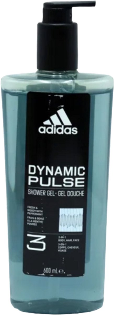 Adidas Dynamic Pulse 3-in-1 Douchegel met Pomp – Lichaam, Gezicht & Haar – 600 ml