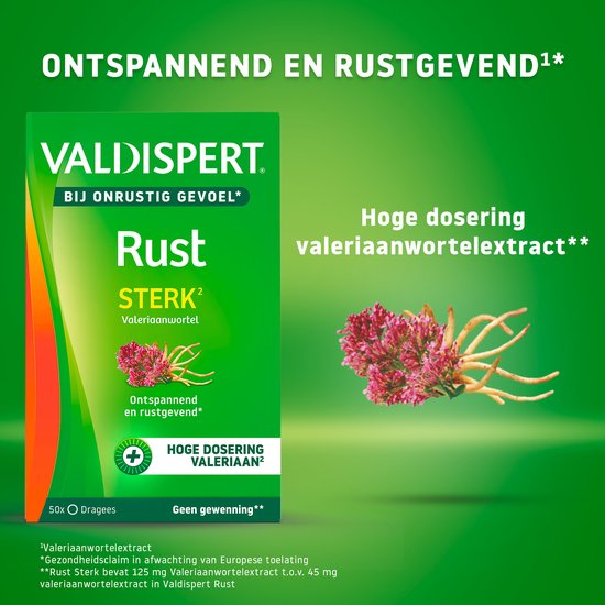 Valdispert Rust Sterk - Natuurlijk voedingssupplement met Valeriaanwortel voor rust & ontspanning* en vitamine B12- 50 tabletten