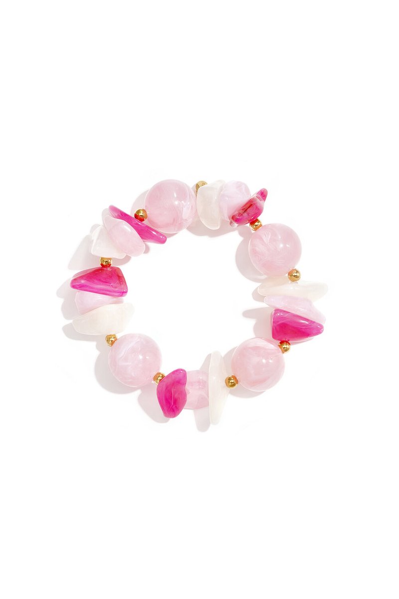 Bijoutheek Armband (Sieraad) Grove Variërende Kralen Pink
