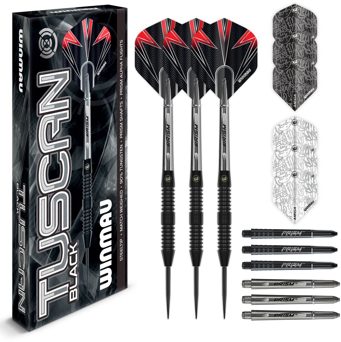 Winmau Tuscan Black 90% Dartshopper Exclusives - Dartpijlen