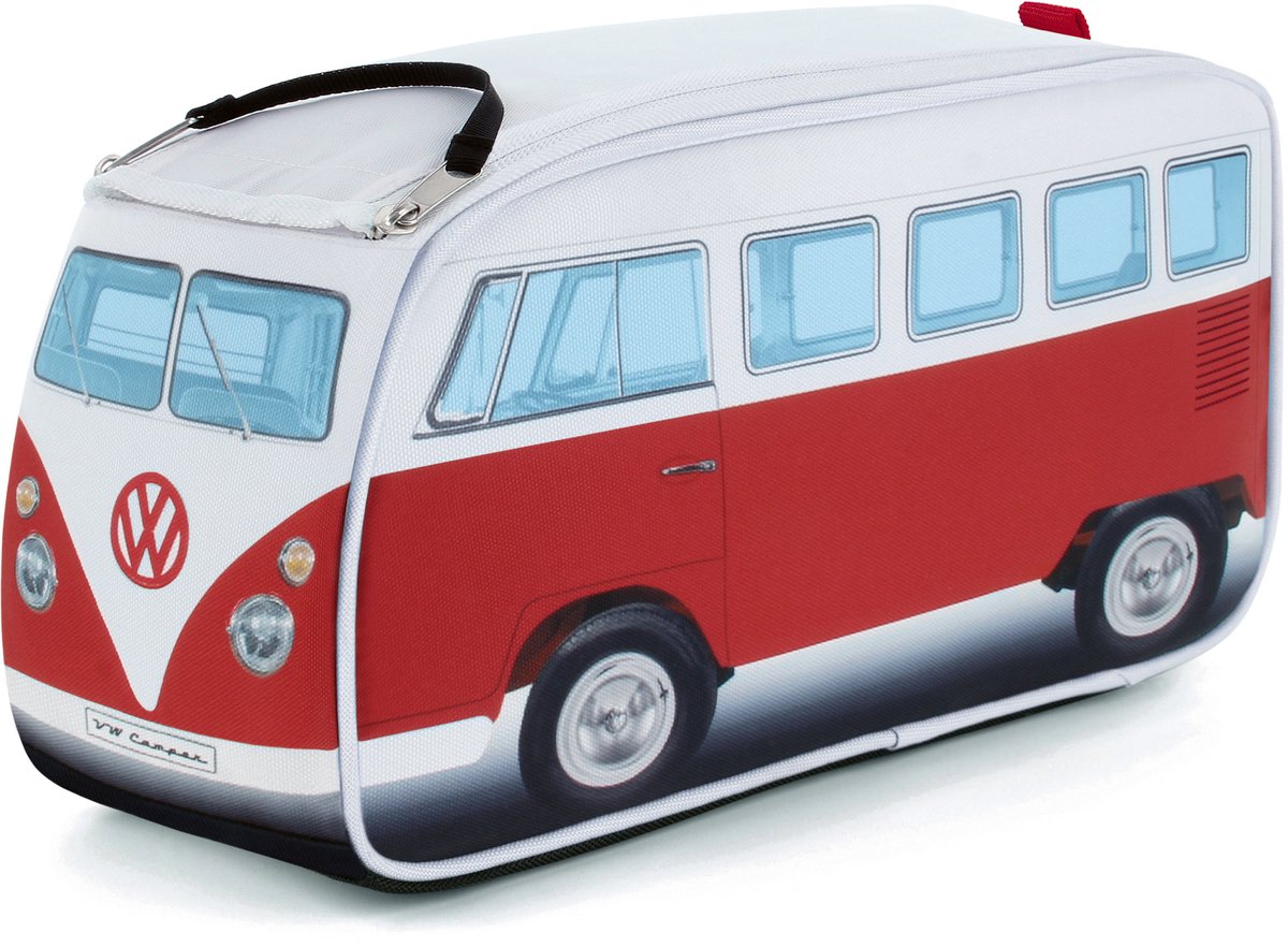 BRISA VW Collection - Volkswagen make-up-, cosmetica-, cultuur-, reis- en EHBO-tasje in T1 Bulli-busdesign (32 x 16 x 12 cm) rood