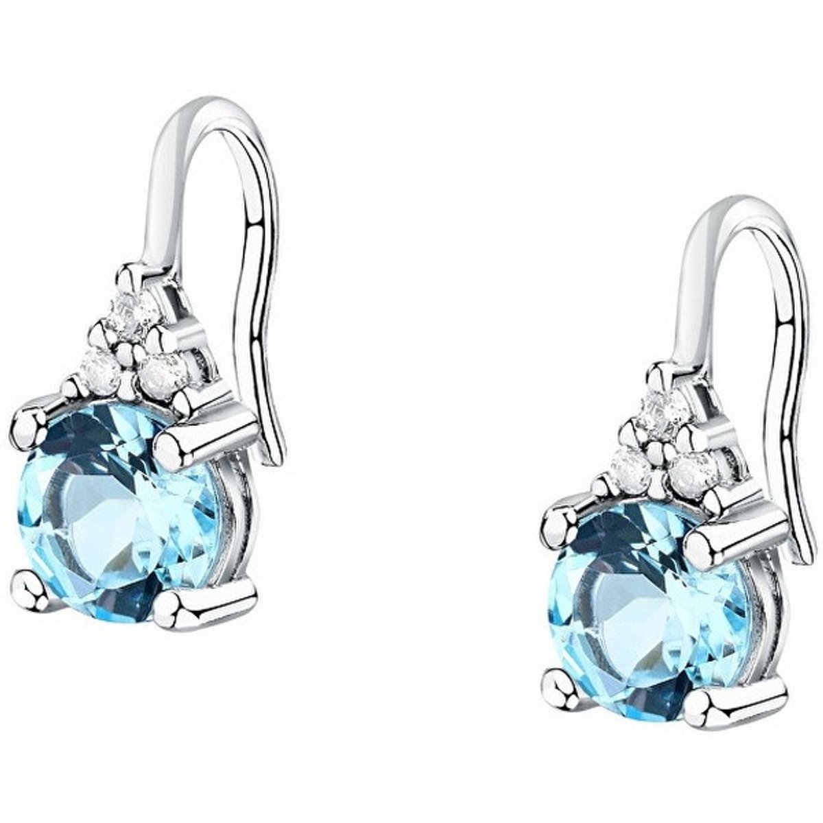 MORELLATO TESORI SAIW294 ZILVEREN OORHANGERS MET BLAUWE/TRANSPARANTE ZIRKONIA'S 1 PAAR