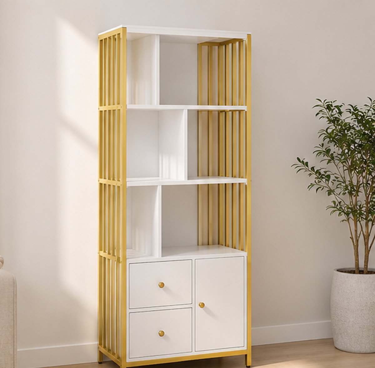 Ladekast - 60x30x160 cm - Goud - Novihome