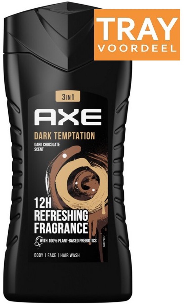 AXE DARK TEMPTATION BODY FACE HAIR WASH DOUCHEGEL 6 X 250 ML