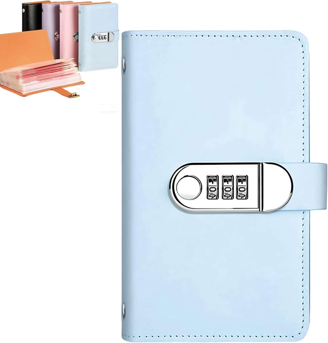 LISM-De '100 Envelope Challenge Binder' is een spaaruitdagingsboekje met enveloppen en gepersonaliseerde codes. Een spaarboekje met enveloppen waarmee je je spaardoelen kunt bereiken (blauw).