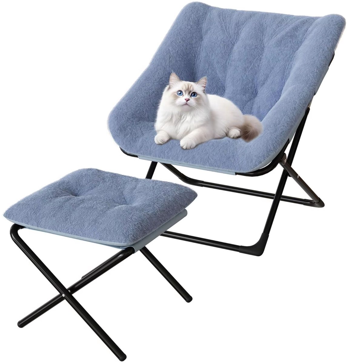 Loungestoel met Voetenbank - Opvouwbaar Oversized design - voor woonkamer en slaapkamer -