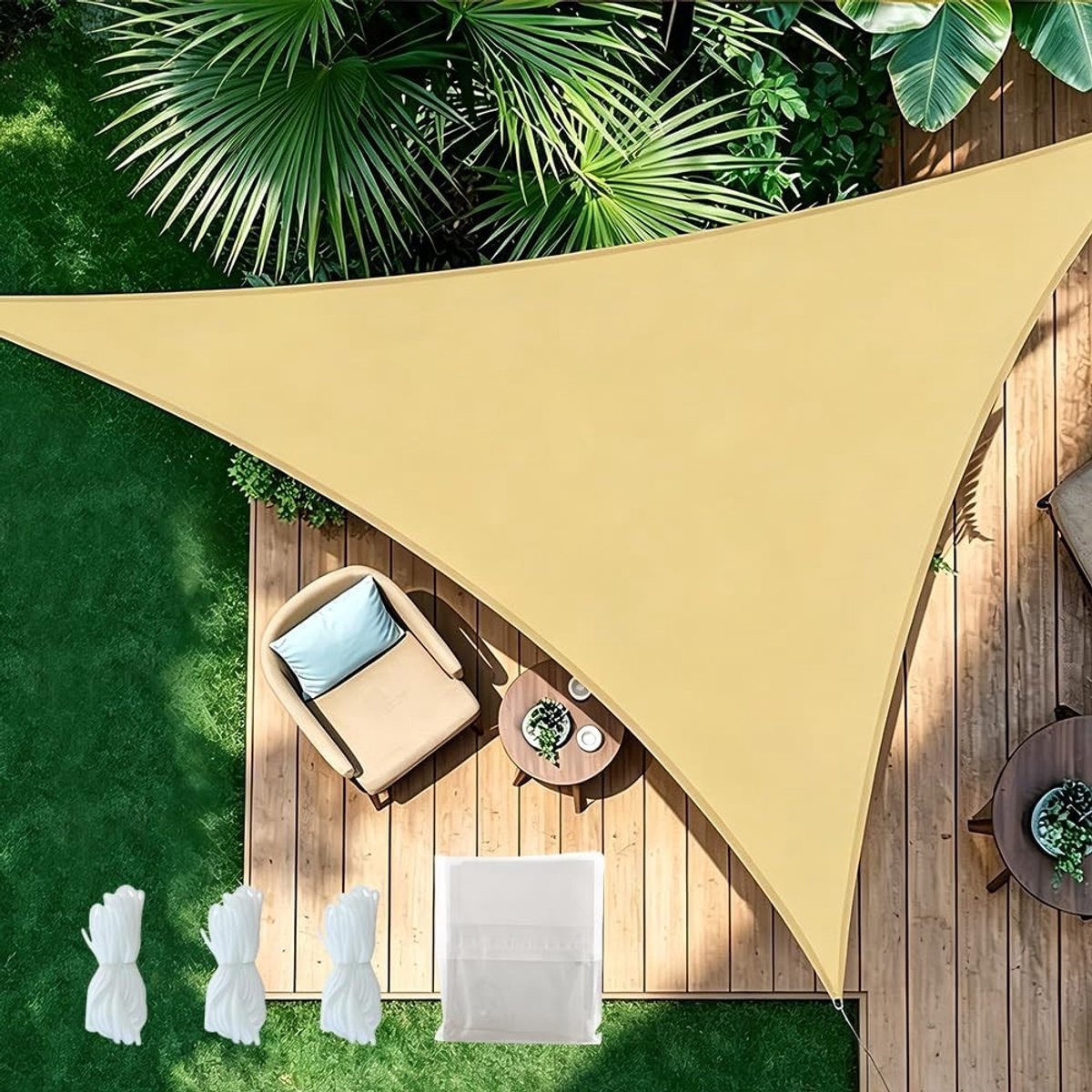 Waterdicht driehoekig zonnezeil 3 x 3 x 3 m voor buiten, UV-bescherming, schaduwzeil voor balkon en tuin, ideaal voor zonbescherming