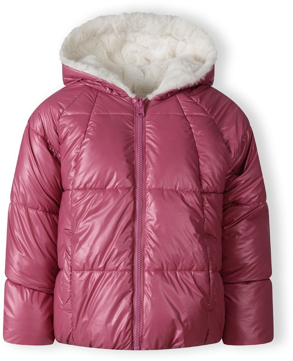 Minoti omkeerbare winterjas meisjes met capuchon - puffer - paars