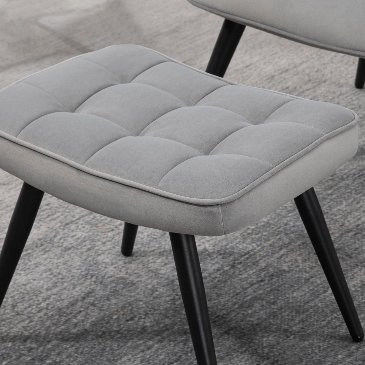 YYchan fauteuil met voetenbank - grijs - 73 x 77,5 x 98 cm