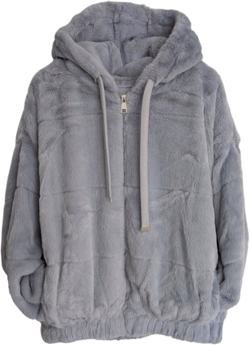 Faux fur grijze one size jas/jacket (one size color grey)