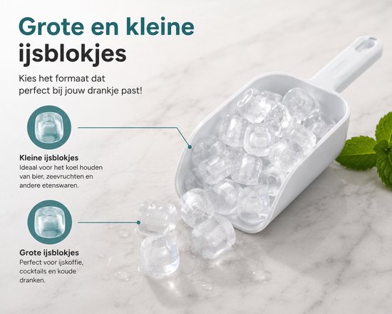 Jurrys ijsblokjes machine - IJs - 18kg per 24uur - Zilver - Elektrisch - Handmatig water vullen - Kubus - 39cm x 31cm x 37cm van Jurrys — afbeelding 5