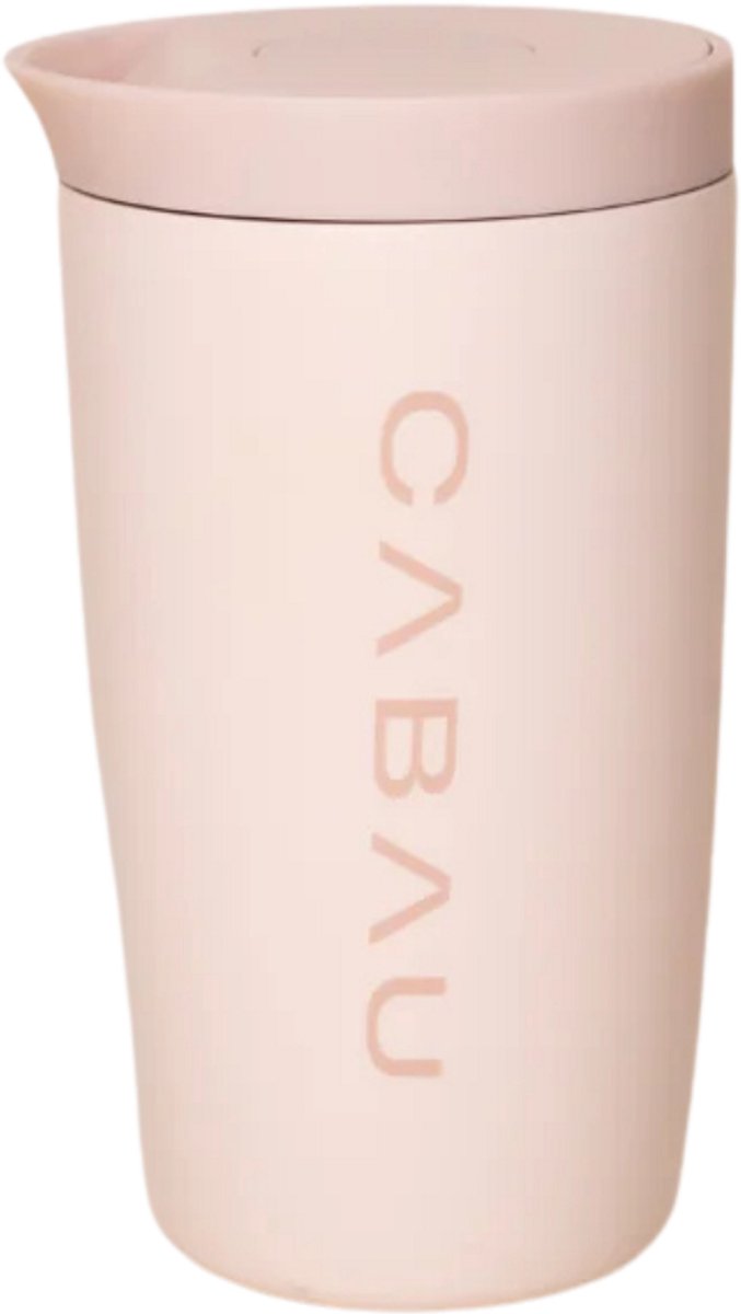 Cabau - Bloom Cup – RVS Thermosbeker met Tuit – 360 ml – Beige – Houdt Drank 8 Uur Warm & 12 Uur Koud – Lekvrij & Dubbelwandig – Travel Mug – Koffie to Go Thermosbeker