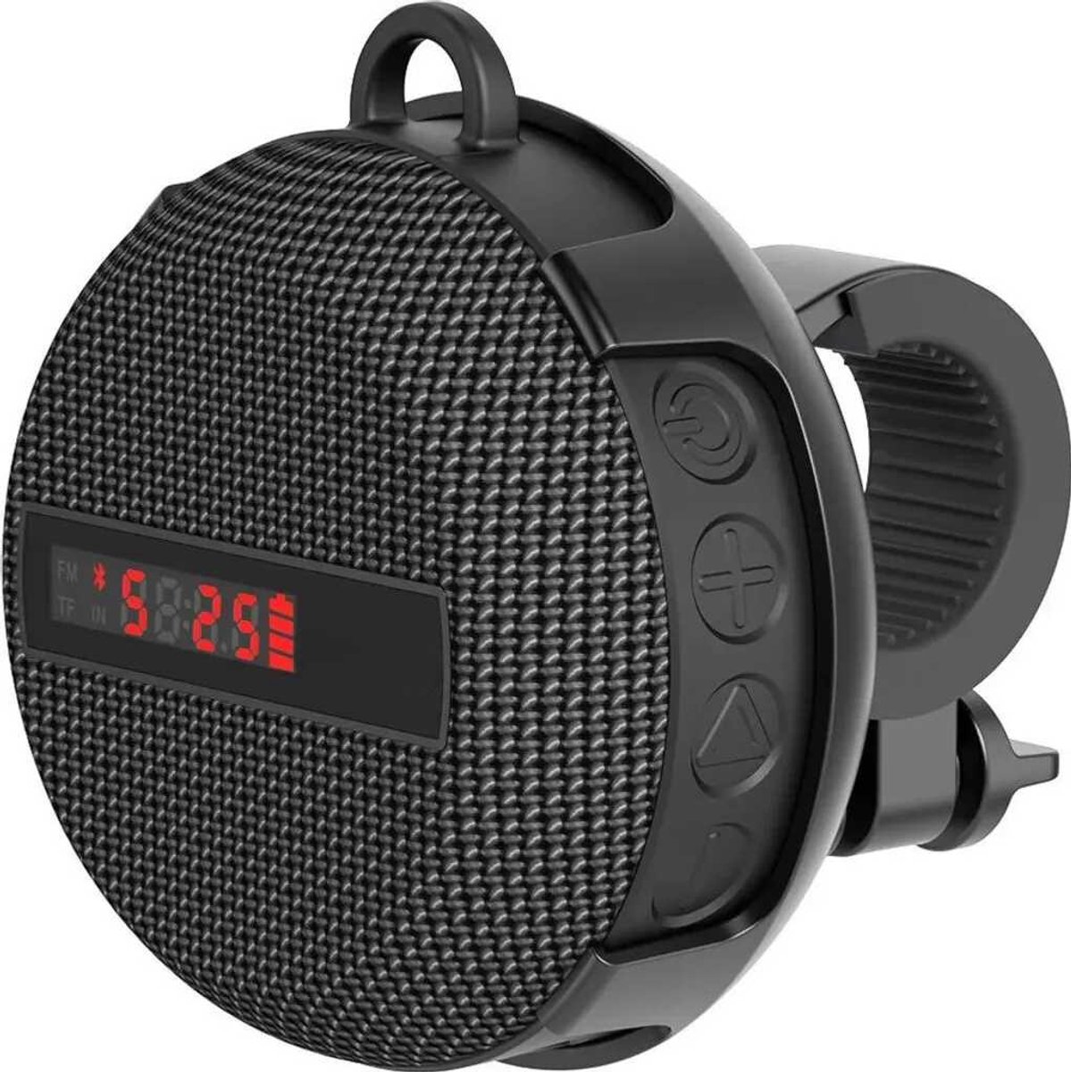 Draagbare Bluetooth-fietsluidspreker, 5W vermogen, IPX7 waterdichtheid, 480 minuten afspeeltijd, ondersteunt handsfree bellen, microfoon, display, TF/AUX-ingang, wordt geleverd met een standaard, Geschikt voor gebruik buitenshuis.