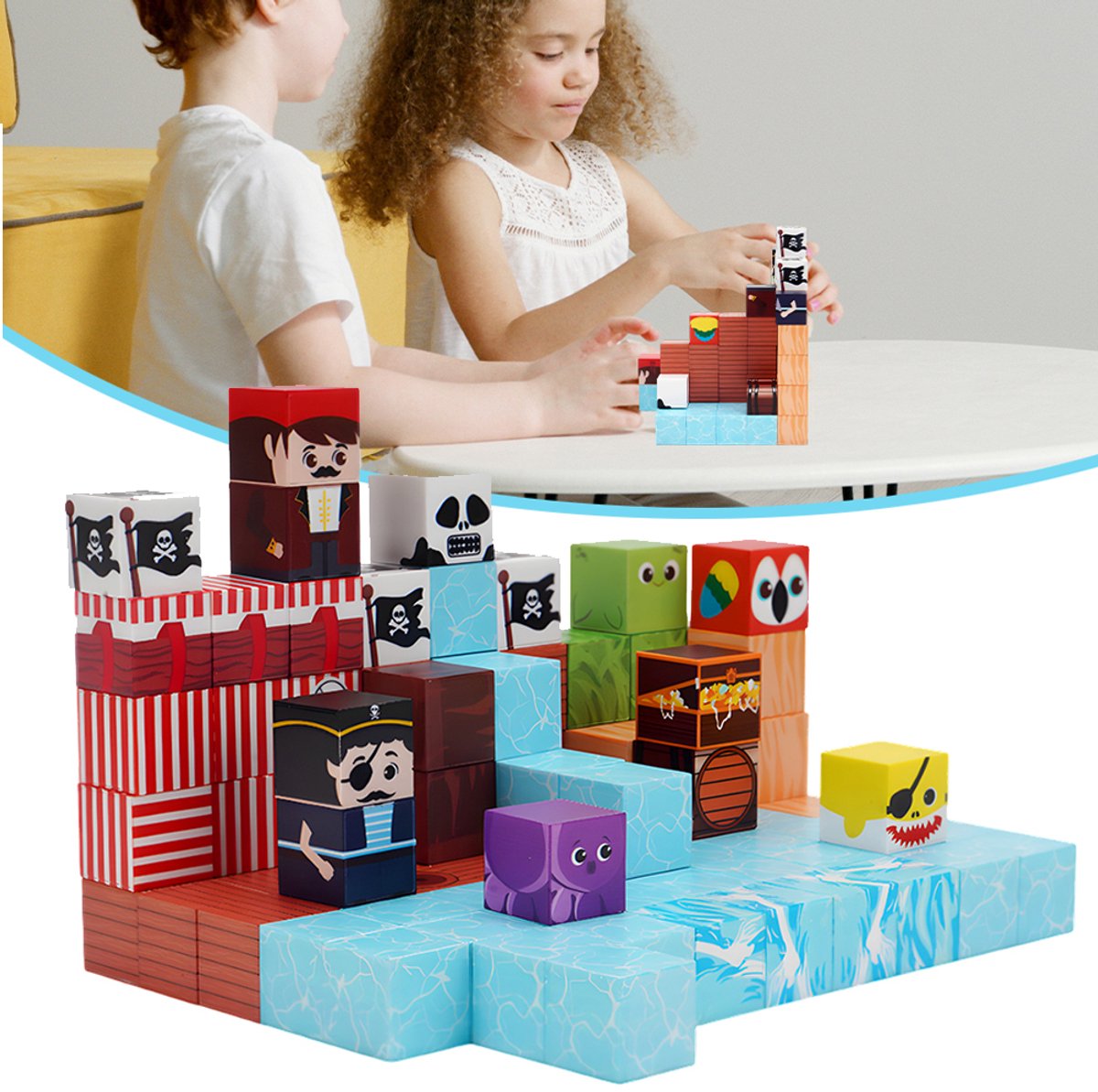 Piratenschip Magnetisch Bouwblok - STEM Montessori Bouwen - Bouwspeelgoed Voor Kinderen - Sensorisch Speelgoed Voor Kinderen Van 3 4 5 6 7 8 En 9 Jaar