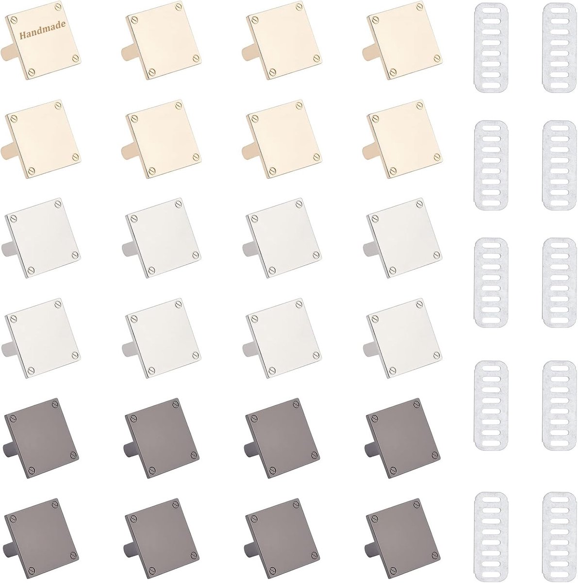 24 Stuks Metalen Lege Stempel Tags in 3 Kleuren - Vierkante Naamlabels voor DIY, Kleding, Tassen en Handgemaakte Projecten