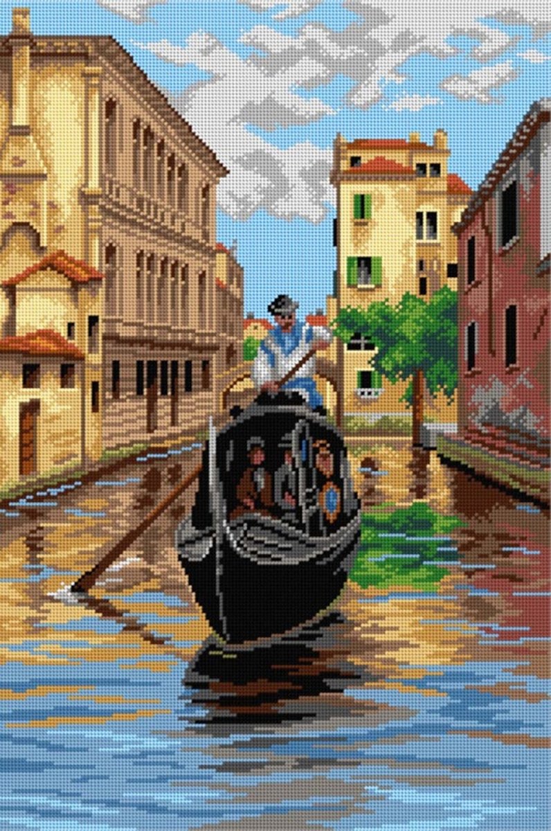 Voorbedrukt stramien - 3630 - after Antonietta Brandeis - Venetian Gondola - ORCHIDEA 40 x 60 - (STRAMIEN ZONDER GARENS)