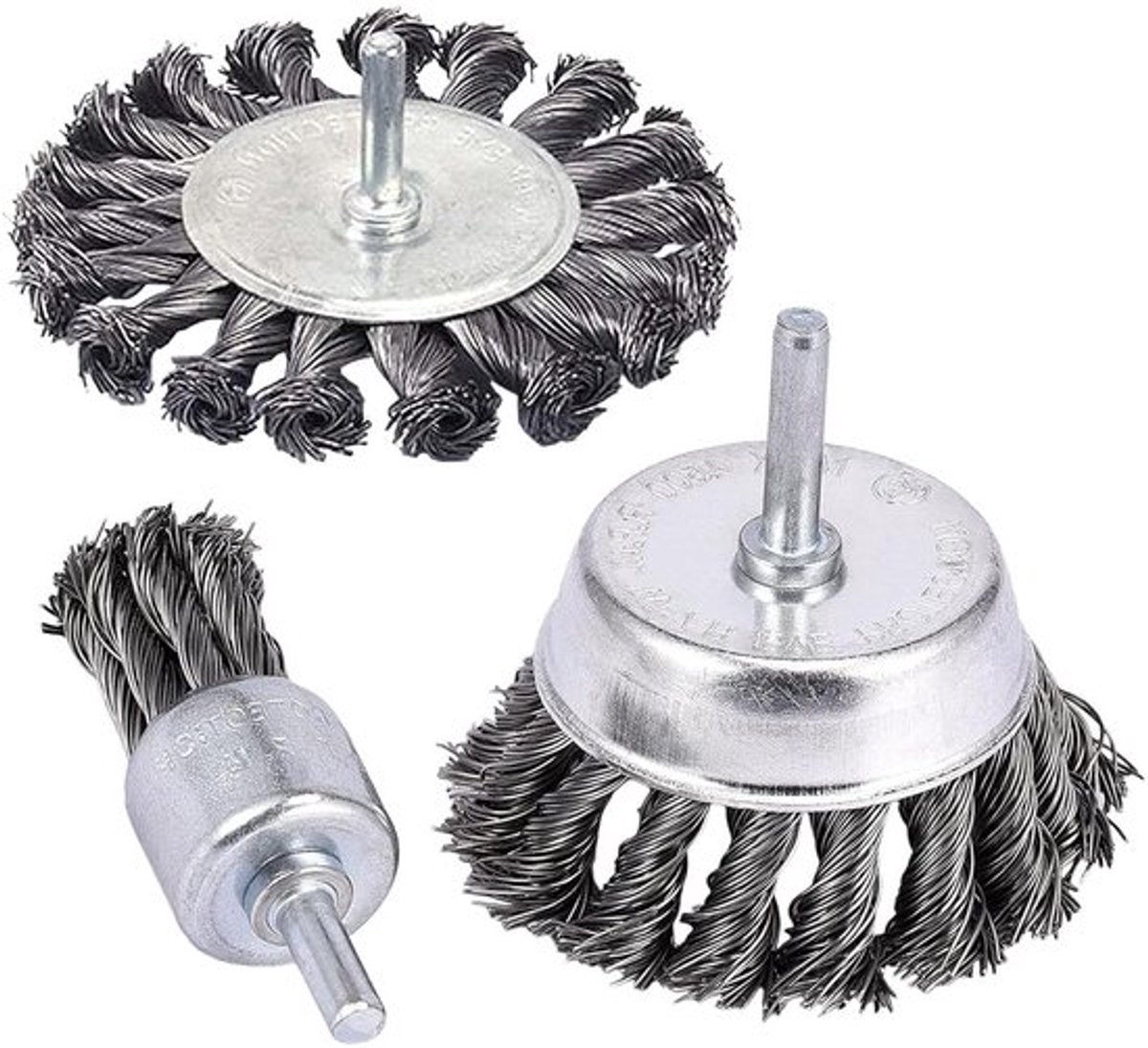 - Draad Borstel Boor 3 stks - Wiel Cup End Borstel Boor Sets - Voor Verf-Oppervlak Kleine Ruimtes Reiniging
