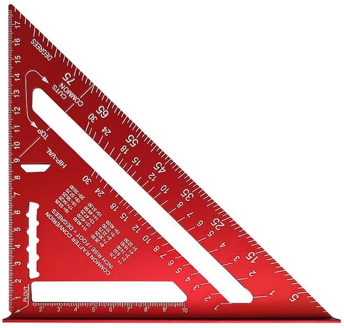 Winkelhaak - Timmerman Meet Driehoek - 180 mm Timmermanshoek - Aluminium liniaal – Meetgereedschap - Metrische hoekliniaal – Snelheidsliniaal - Voor timmerman, dakdekker , ingenieur - Rood - LOUZIR