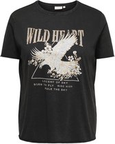Donkergrijs T-shirt met korte mouwen en opdruk van een arend en tekst 'WILD HEART'.