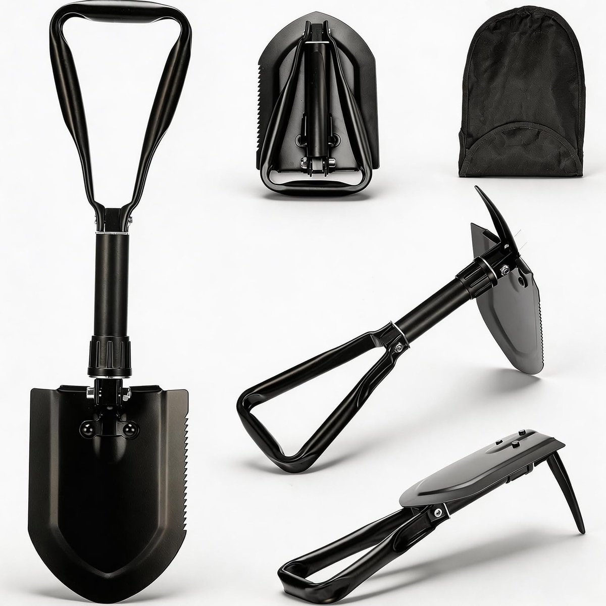 Thijox - Vouwbare Survival Shovel 23 IN, Hoogwaardig 50# Hoog-Koolstof Staal, Multifunctionele Graafschop voor Camping, Jacht, Wandelen, Vissen, Auto