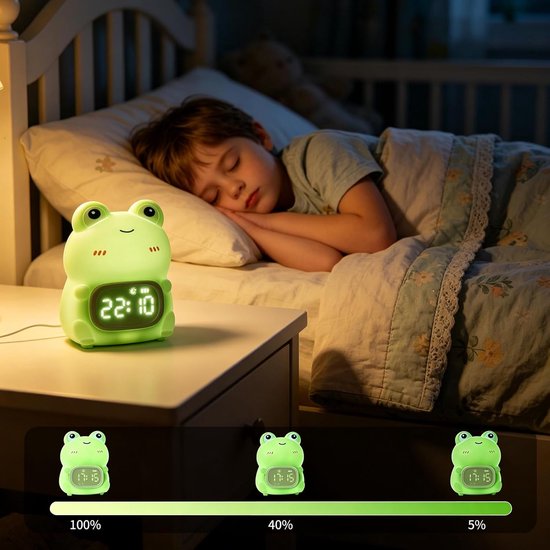 Cute Frog Alarm Clock, 7 RGB Color with Adjustable Delay and Soft Light, Cartoon Style Desktop Clock, Suitable for Bedrooms and Children's Rooms, Best Gift for Boys and Girls — afbeelding 3