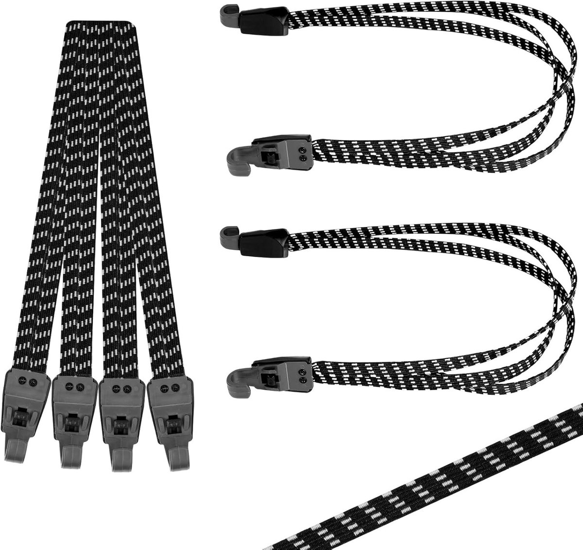 Set van 4 Elastische Fietsluggage Straps met Haken voor Fiets, Motor en Diverse Toepassingen