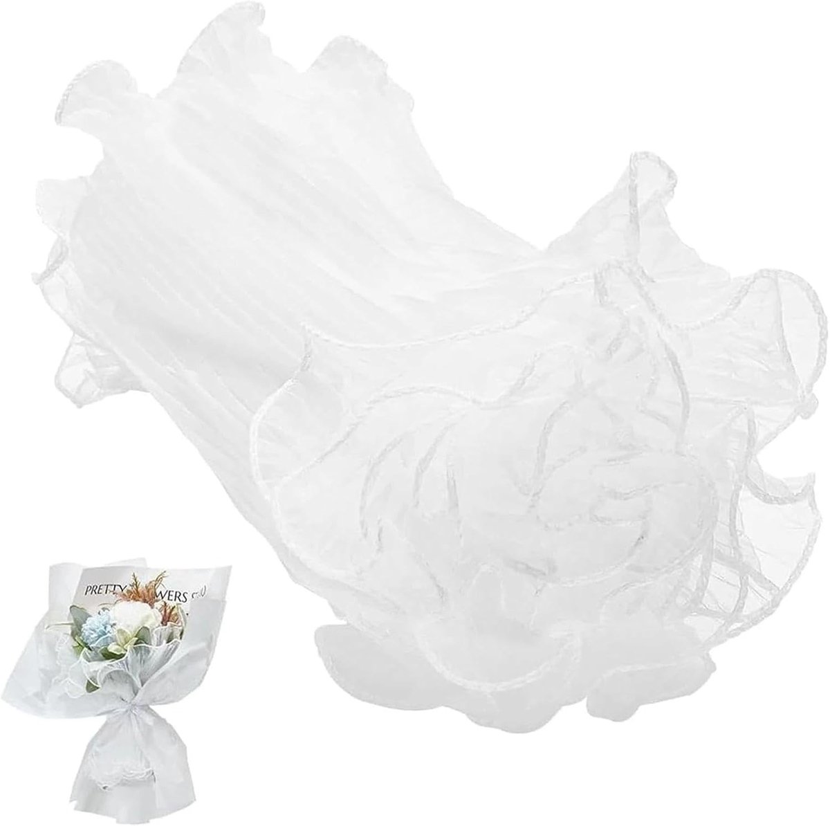 Translucent Bloemenpapier met Parelrand - 3.5m Crimped Mesh voor Bruiloften, Verjaardagen en Valentijnsdag