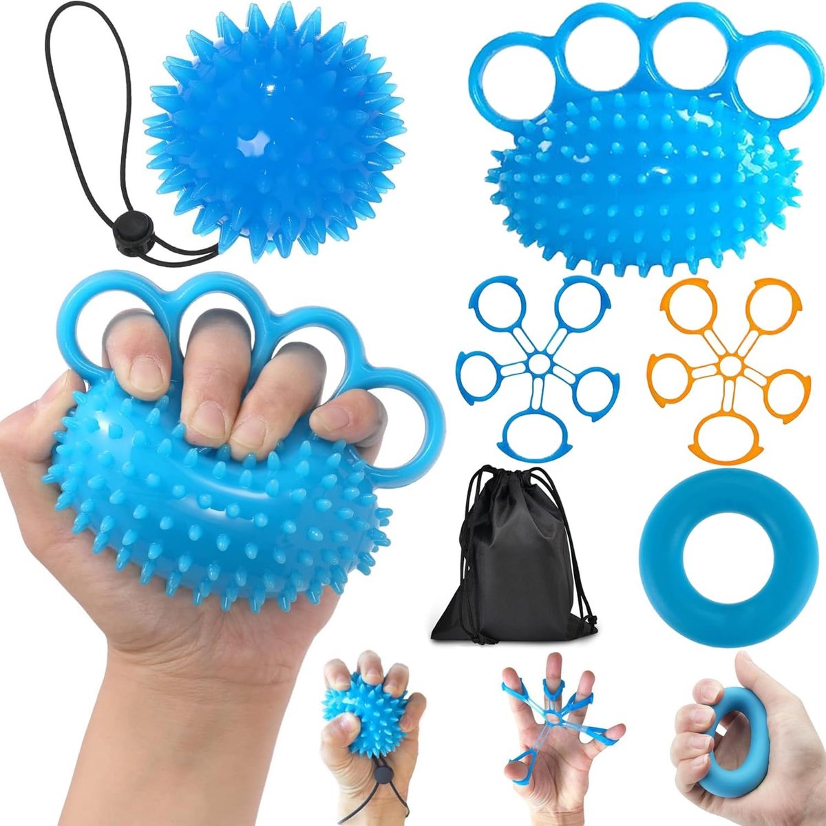 Thijox - 5 Stuks Vingertrainers Handtrainer Bal, Stressbal, Egelbal, Zachte Kneedbal voor Handtherapie, Gripversterking, Artrose Training, Stressverli