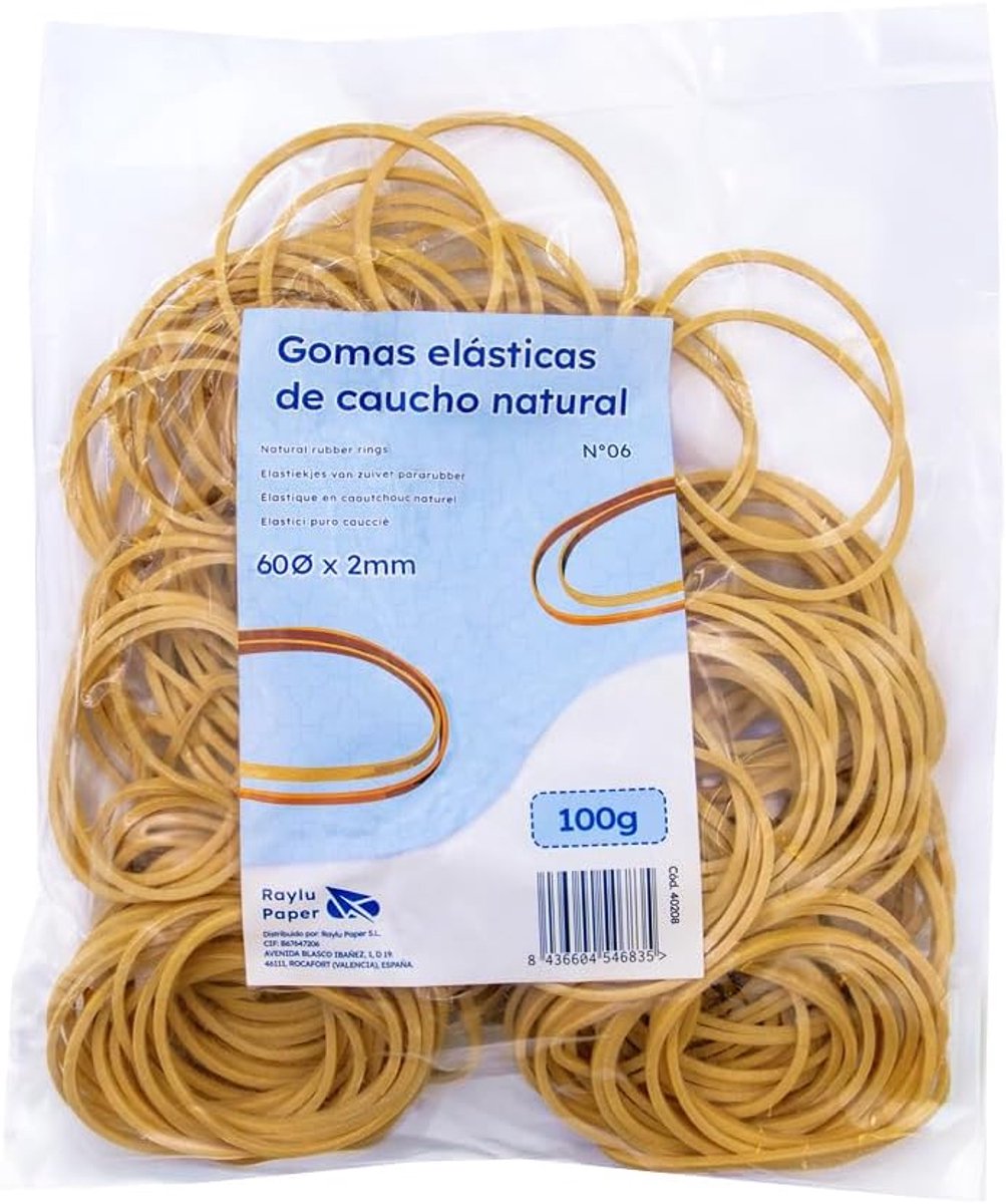 Thijox - Rubberen Elastieken 100% Natuurlijk Rubber, Elastisch en Robuust, Herbruikbaar, Kantoor en Thuis, 60 Ø x 2 mm, 100 g