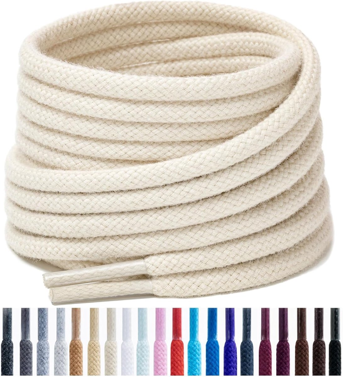 Handshop 2 Pairs Round Cotton Shoelaces for Sneakers,4mm Non Slip Round Laces for Sports Shoes Boots - ShopVlot