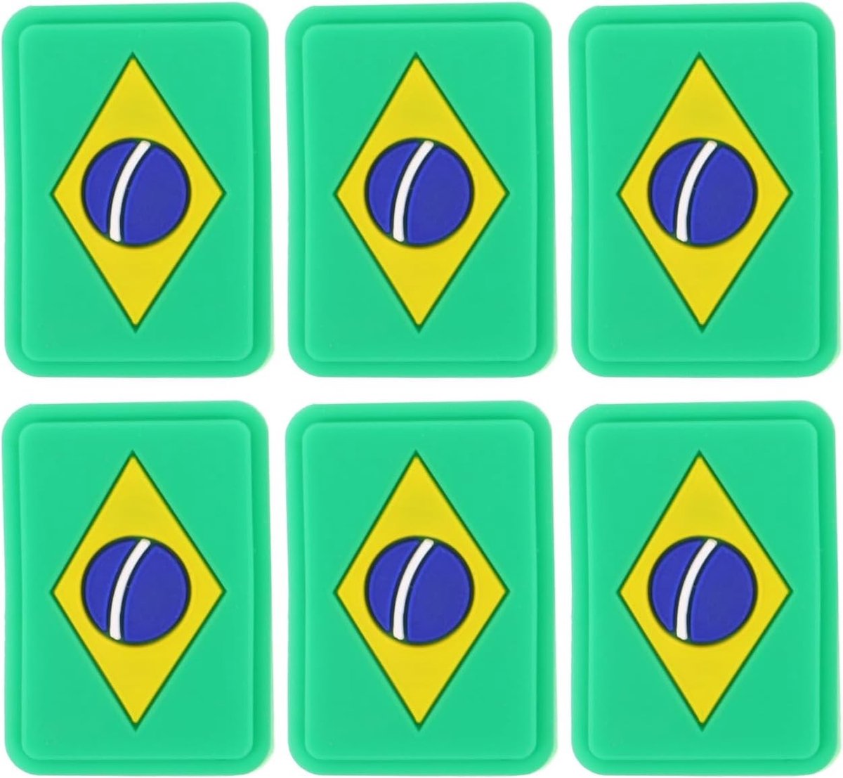 6 Stuks Tennisdempers van Siliconen met Nationale Vlaggen, Trillingsdempend en Draagbaar Sportaccessoire voor Tennisrackets en Verbeterde Speelervaring