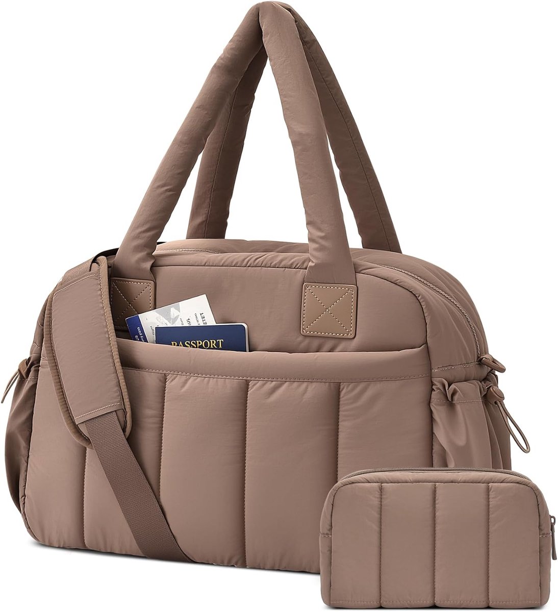 Thijox - Reistas 24L, Opvouwbare Sporttas, Weekendtas met PVC Natte Tas, Bruin, Duffle Bag, Luiertas, Handbagage, Gymtas, Voor Vakantie en Sport
