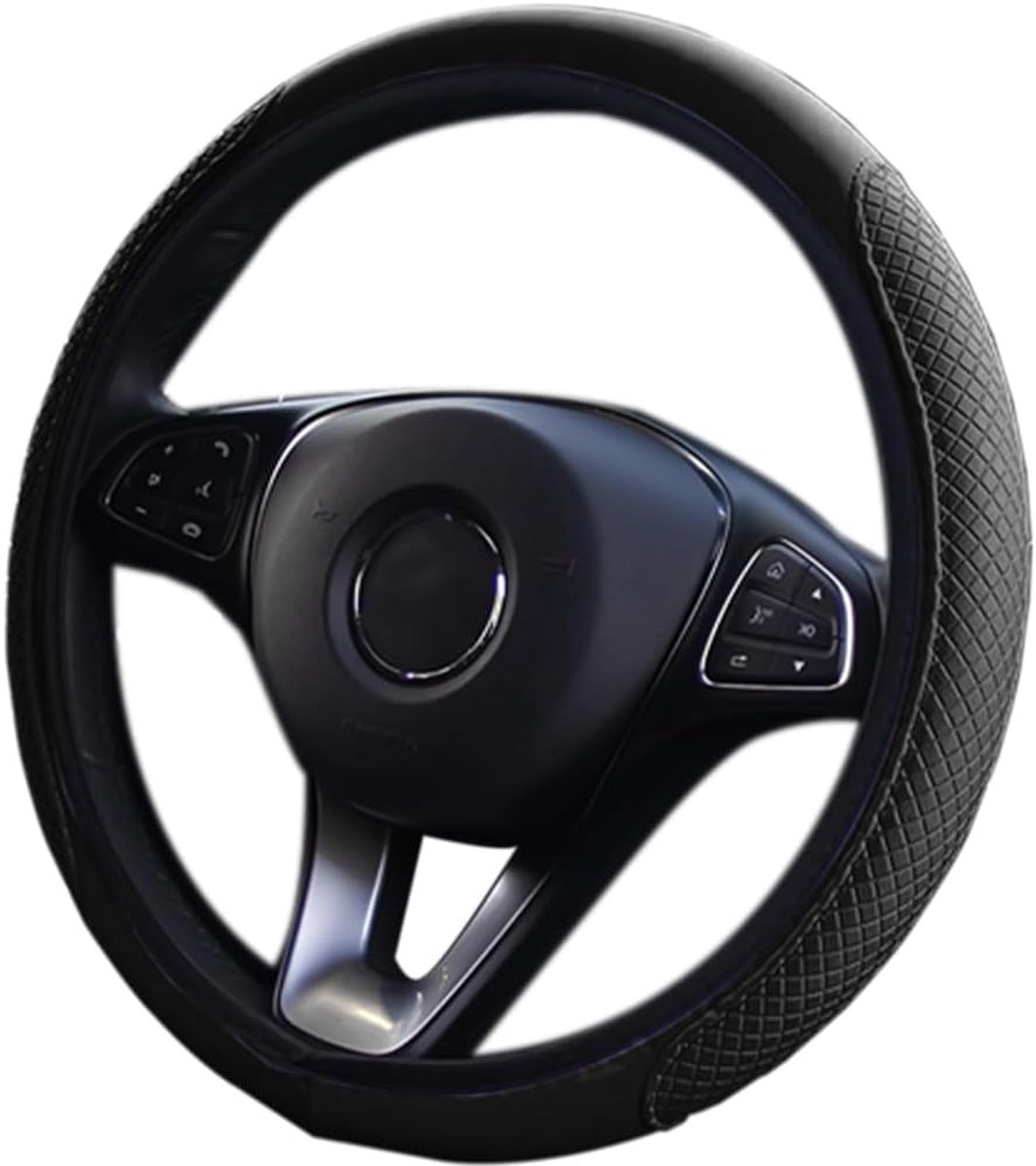 Thijox - Universele Autostuurhoes Leer, Ademend, Antislip, Elastisch - Voor Sturen 37-38 cm - Zwart - Autoaccessoires voor Mannen en Vrouwen