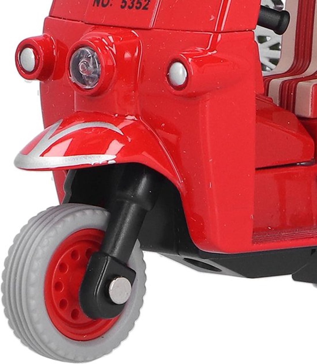 Driewieler Speelgoed - Kinderen Voertuig - Trekt terug - Thaise Driewieler - Simulatie - Legering - Tuk Tuk Auto Model - Rood - Ambachtelijk Speelgoed.