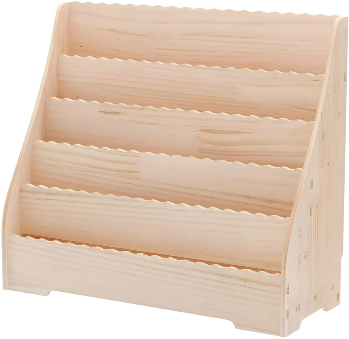 Happiq Kinderboekenkast - 5-Laags Houten Boekenkast met Opbergvakken en Display Planken - Hout Wood