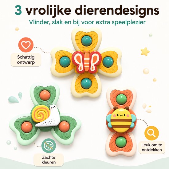 Baby Zuignap Spinners - Sensorisch Speelgoed - 3 Stuks van Huipooh — afbeelding 4