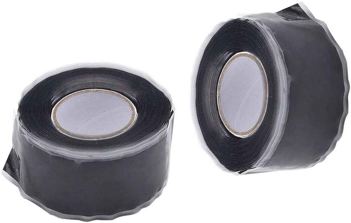 SnelShoppen - Tuka TKD5042-2x 6m Zelfsmeltende Siliconen Band, Multifunctionele Reparatietape, Isolatietape, Waterdichte Sealing Tape, 25mm Breed, Zwa