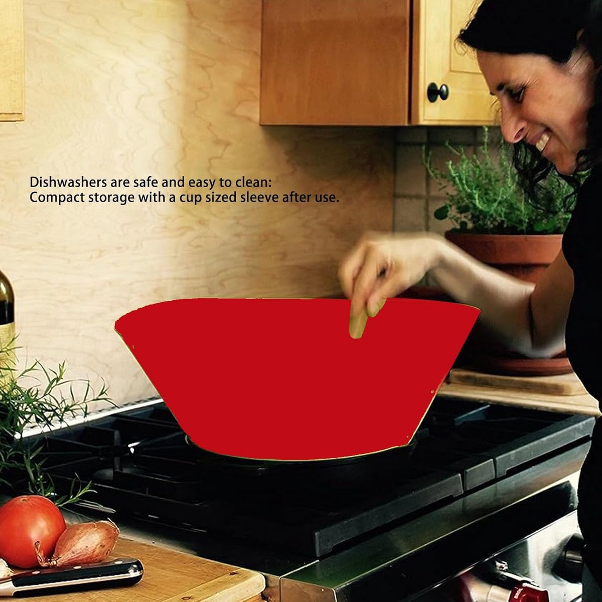 SnelShoppen - Splatter-Bescherming Siliconen Spetterbeschermers Anti-Olie Spetter Keuken Hulp voor Casserole Koken Accessoires Rood