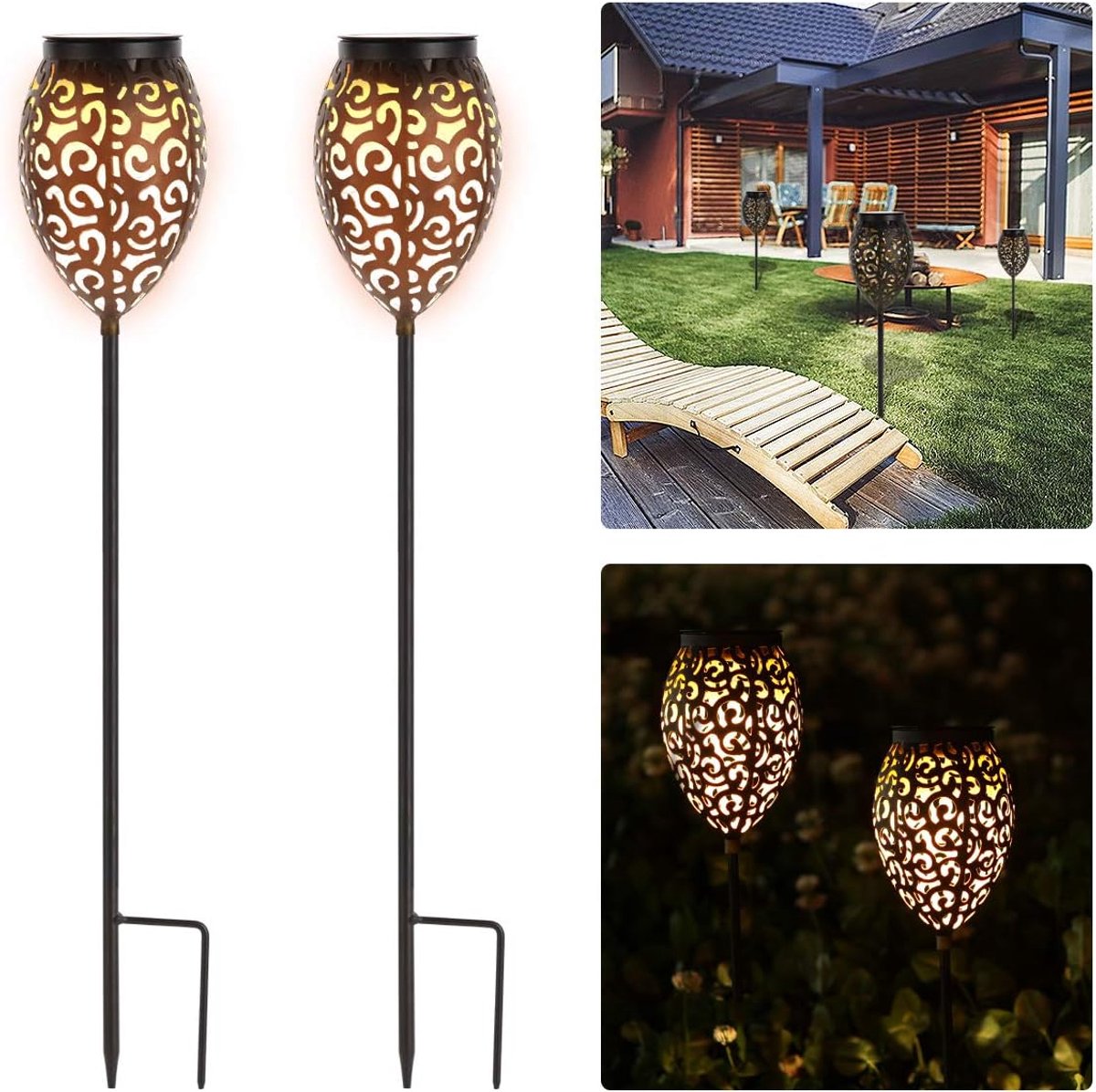 Görvitor Solar Lights for Garden LED Warm Light Solar Lights Outdoor Garden 69 cm Garden Lights IP65 Waterproof Solar - ShopVlot