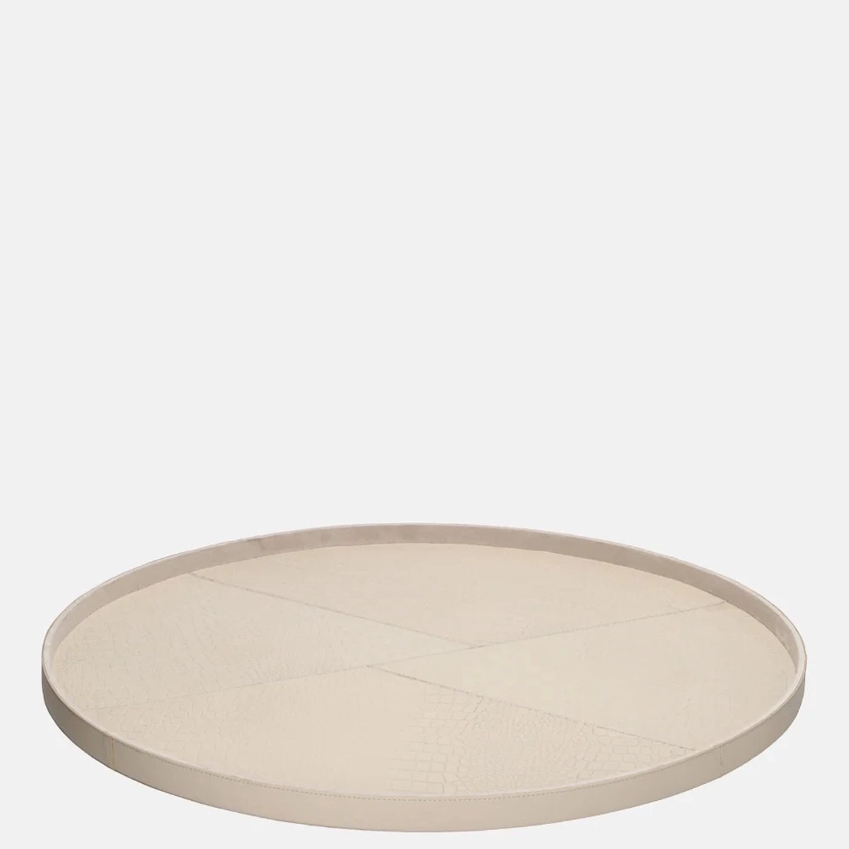 Chamada Merel leren dienblad rond croco XL beige