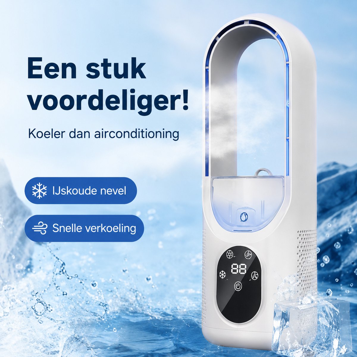 Parasha Nova Ventilator - Tafelventilator - Verbeterde bladloze bureauventilator met ijsnevelkoeling - USB-aangedreven draagbare luchtbevochtiger - huishoudelijke vernevelingsventilator met timer voor de slaapkamer